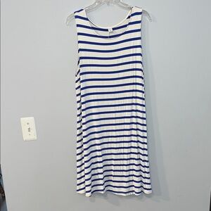 Old Navy Navy and White Striped Midi Dress